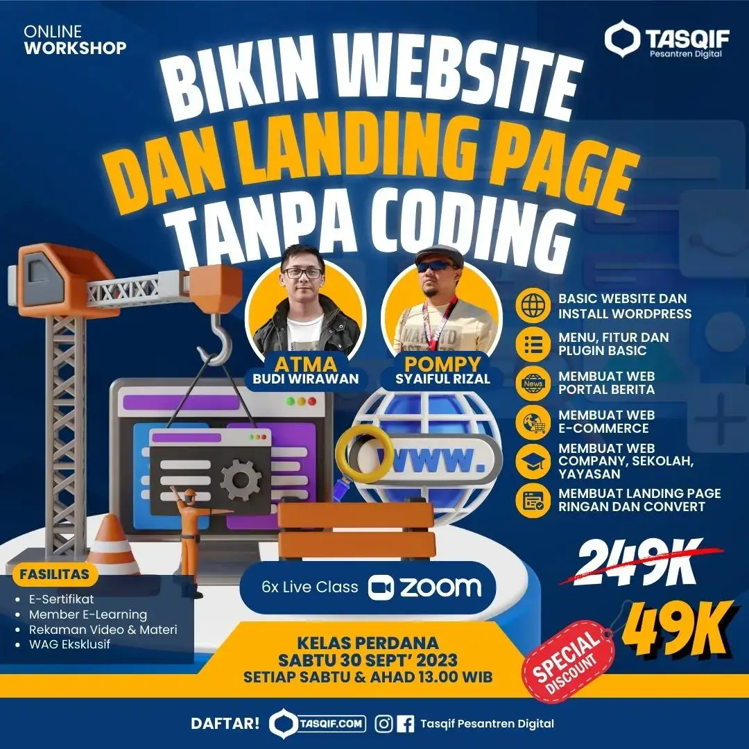 BIKIN WEBSITE DAN LANDING PAGE TANPA CODING – Online Workshop